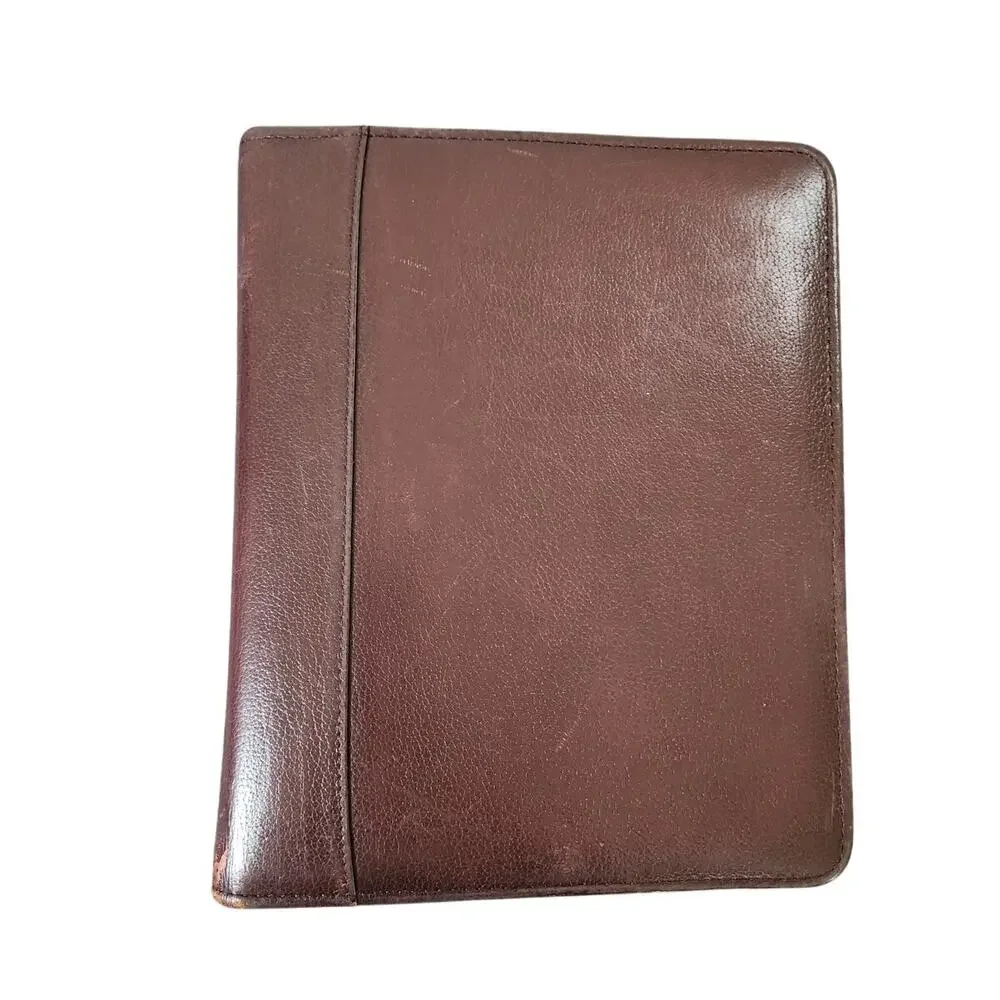 Vintage Franklin Day Timer Genuine Leather 7-Ring Classic Planner Zipper Closure